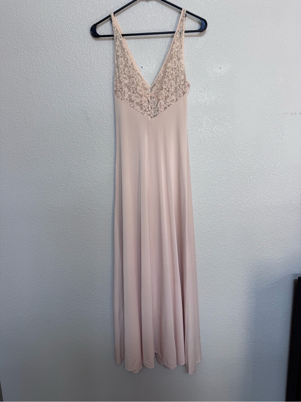 Vintage Lace Satin V Neck Maxi Slip Dress Women’s S/M Champagne Y2K Lingerie - Picture 2 of 7